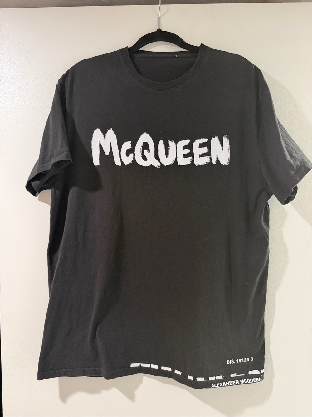 Alexander McQueen Black T-Shirt with White McQueen Script